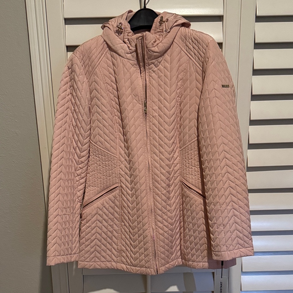 Karl Lagerfeld Blush Quilted Puffer Jacket
